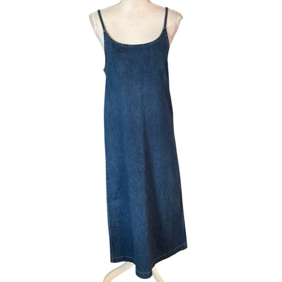 Vintage Gap Size XS Chambray Denim Midi Dress Jumper Tank Modest Y2K 90s - Picture 1 of 4